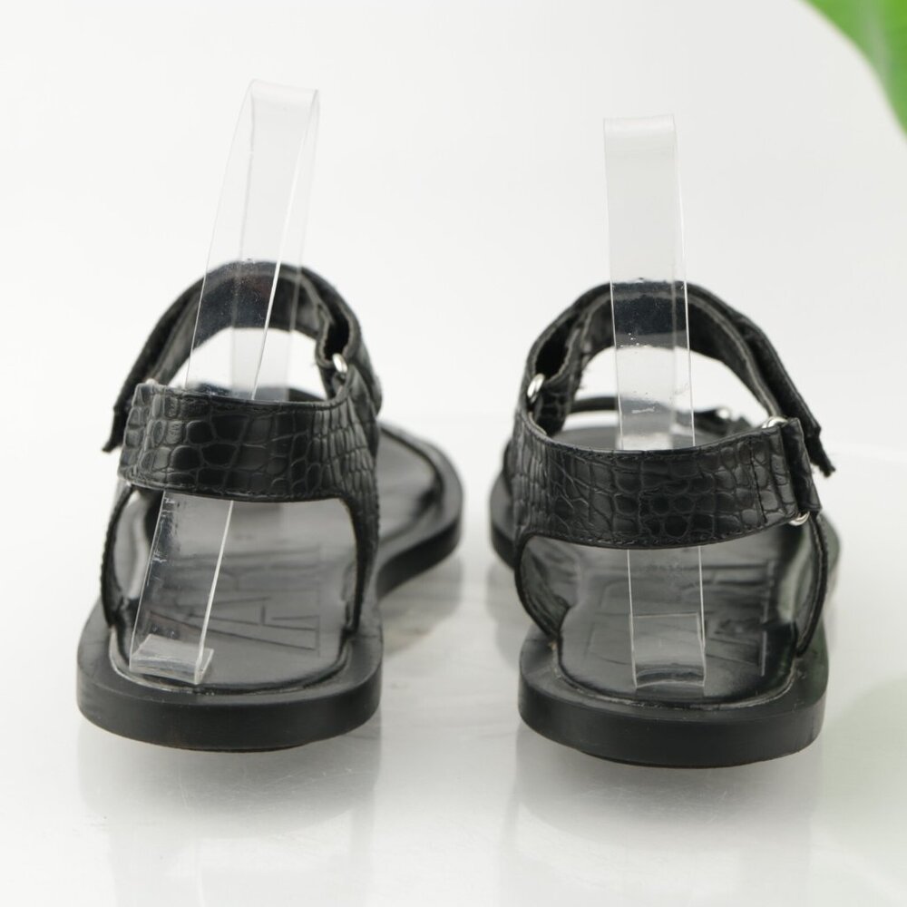 Zara Womens Sandal Size 36 6 Black Croc Strappy Flat Casual Sporty Shoe Vegan - Picture 5 of 11